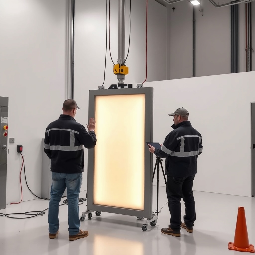 <clean photorealistic photo/illustration of Çatı Panel Sistemi X being tested under simula