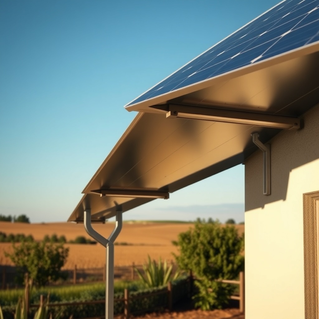 <clean photorealistic photo of a Çatı Panel Sistemi X roof integrated with solar panels