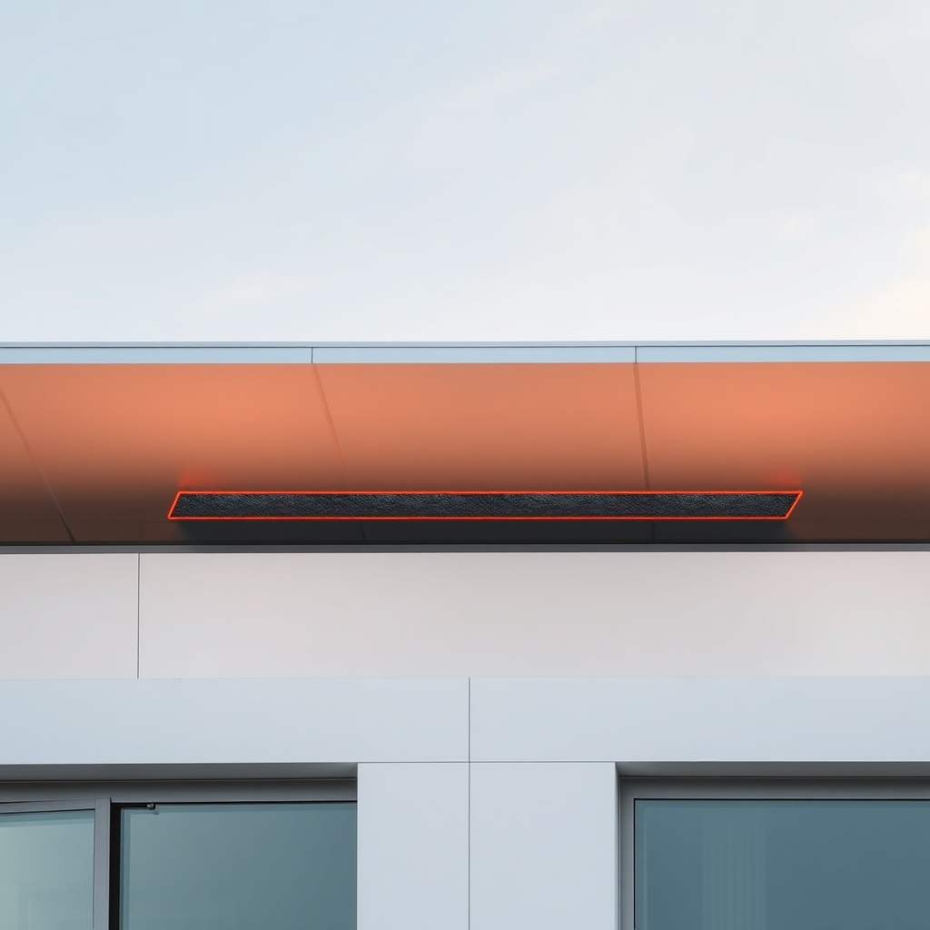 <clean photorealistic photo of a modern building roof with Çatı Panel Sistemi X panels und
