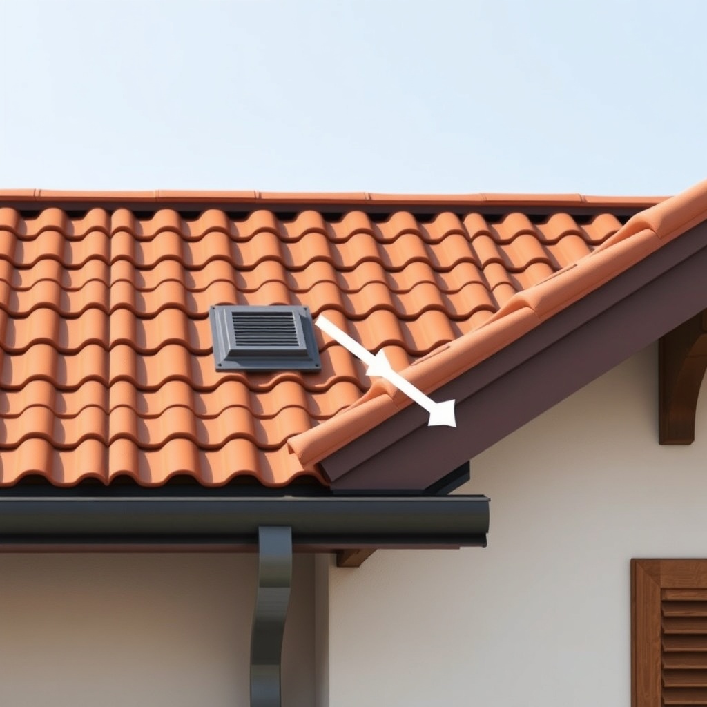 <clean photorealistic illustration of kiremit modeli a Turkish roof with ventilation ridge